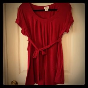 Oh baby Motherhood Maternity Red Tunic Shirt/Belt